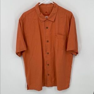 Tommy Bahama Orange Casual Button Down Shirt Short Sleeve Silk Blend XL